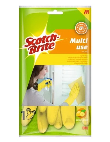 Scotch-brite Guanti Multiuso In Gomma - Felpatura In Cotone - Taglia Media